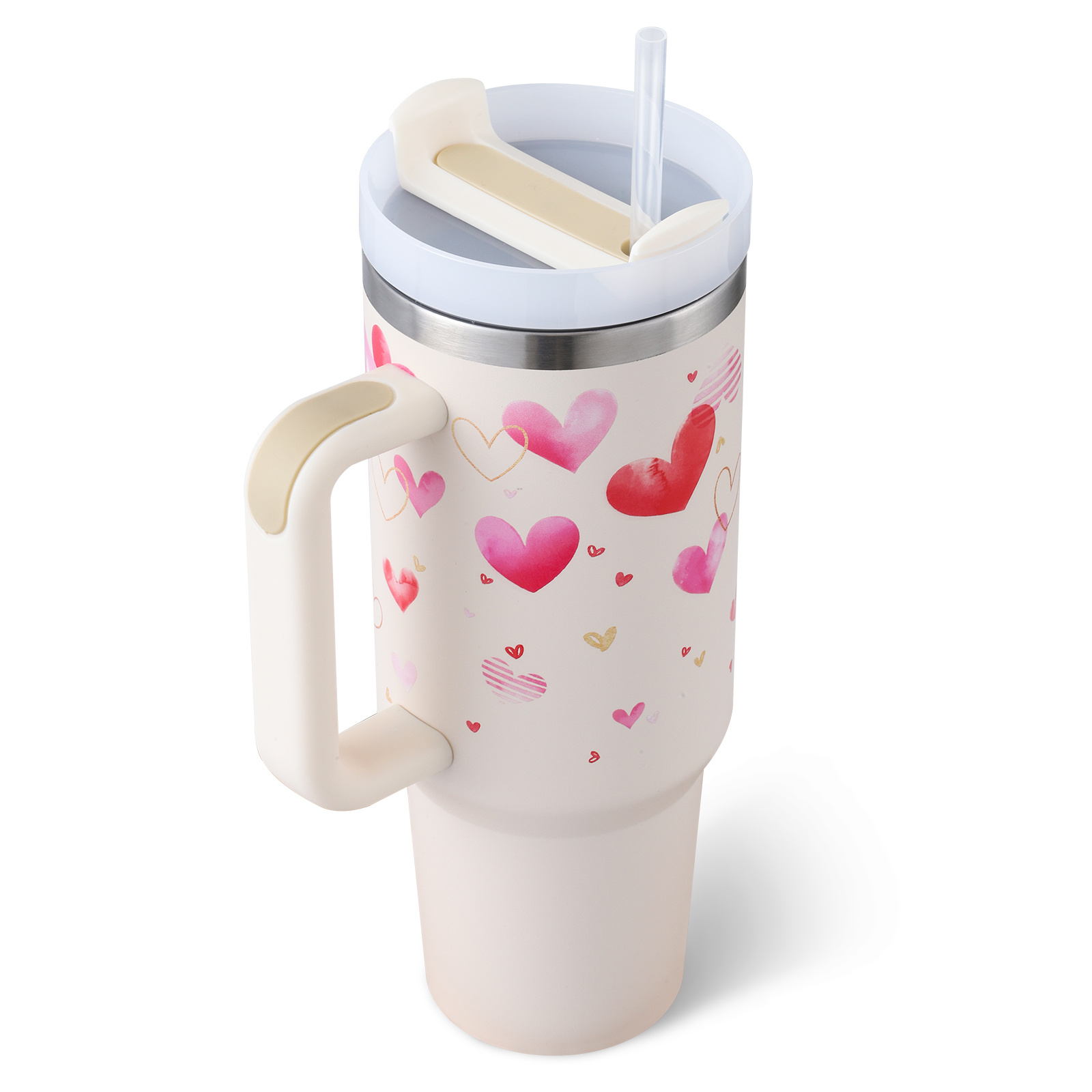 40 Oz Insulated Tumbler with Handle & Straw - Image 2