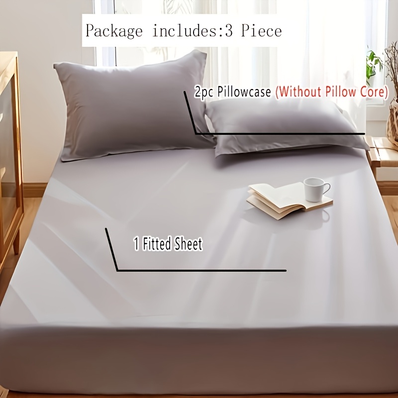 Solid Colour Fitted Sheet Set – Easy, Wrinkle-Free Bedding - Image 3