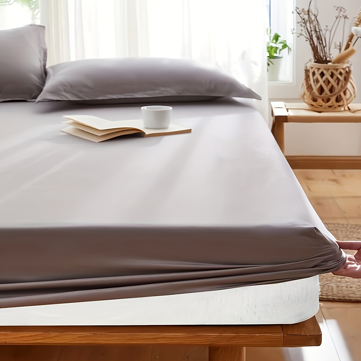 Solid Colour Fitted Sheet Set – Easy, Wrinkle-Free Bedding - Image 2