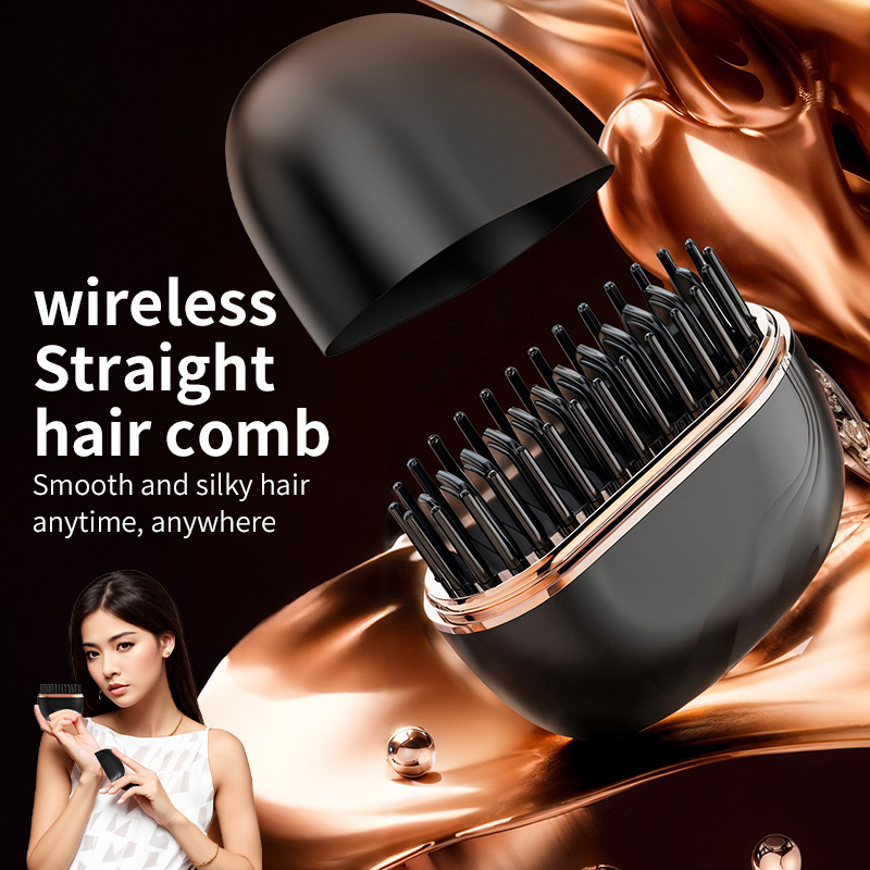 Mini Wireless Hair Straightening Comb - Portable & Gentle Styling Tool