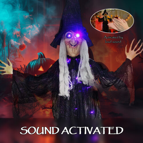Life-Size Animated Hanging Witch Decoration
