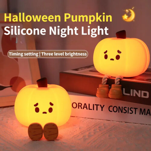 Pumpkin Lamp – Silicone Touch Night Light, USB Rechargeable