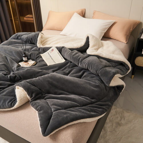 Reversible Sherpa Fleece Throw Blanket