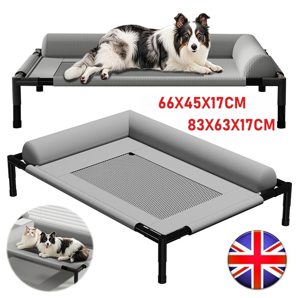 Raised Dog Bed - Elevated Mesh Cooling Pet Cot with Bolsters