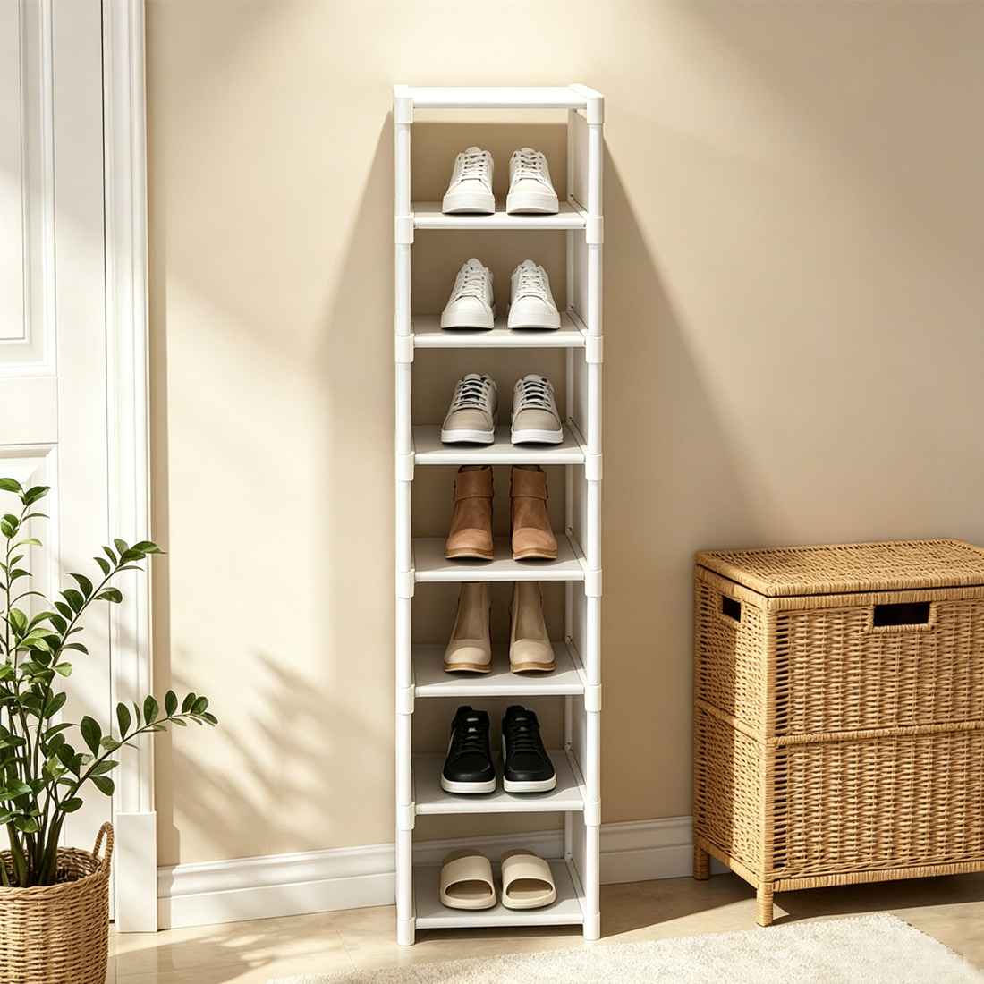 Metal Shoe Rack - 6 or 8 Tier Multi-Layer Shoe Storage Stand