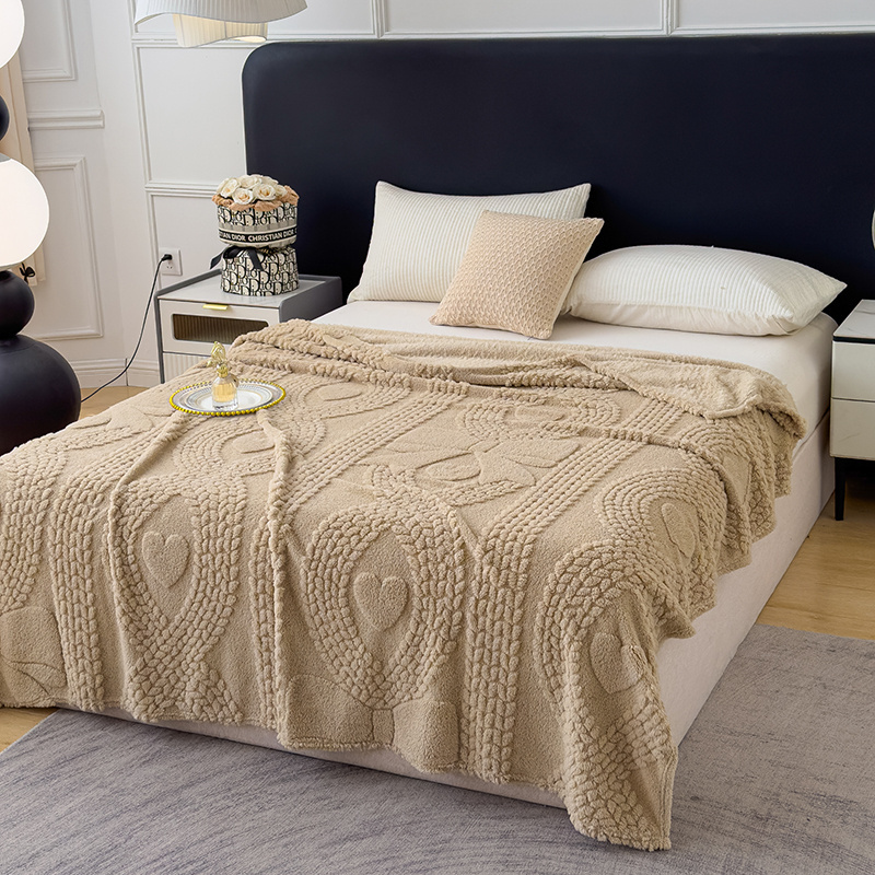 Embossed Heart Pattern Fleece Throw Blanket