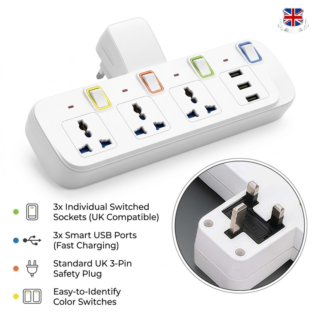 multi plug adapter with usb